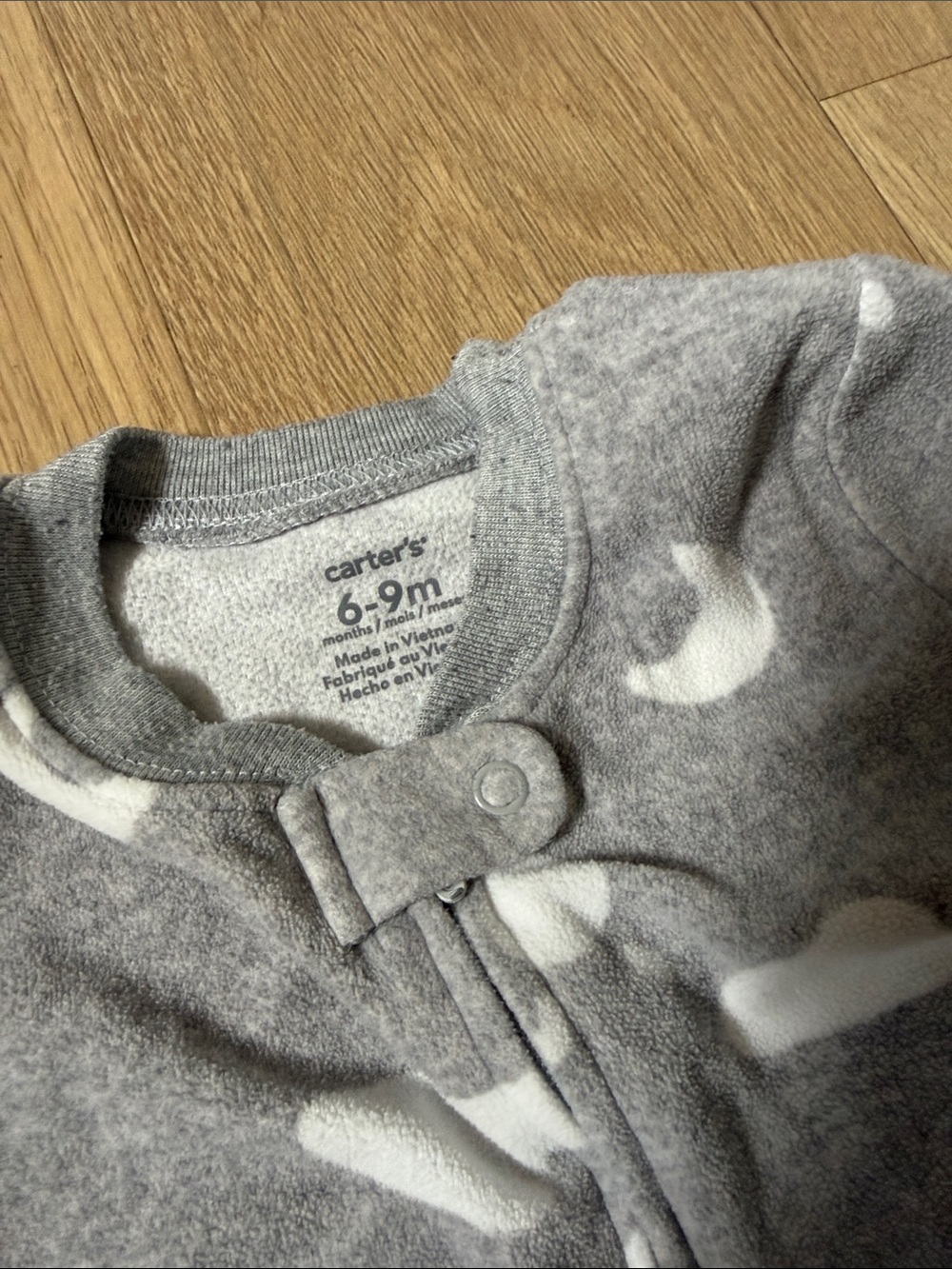 Carter's Gray Cloud & Moon Sleep Sack Pajamas - Cozy Zippered Sleeper 6-9 Months - Picture 2 of 5